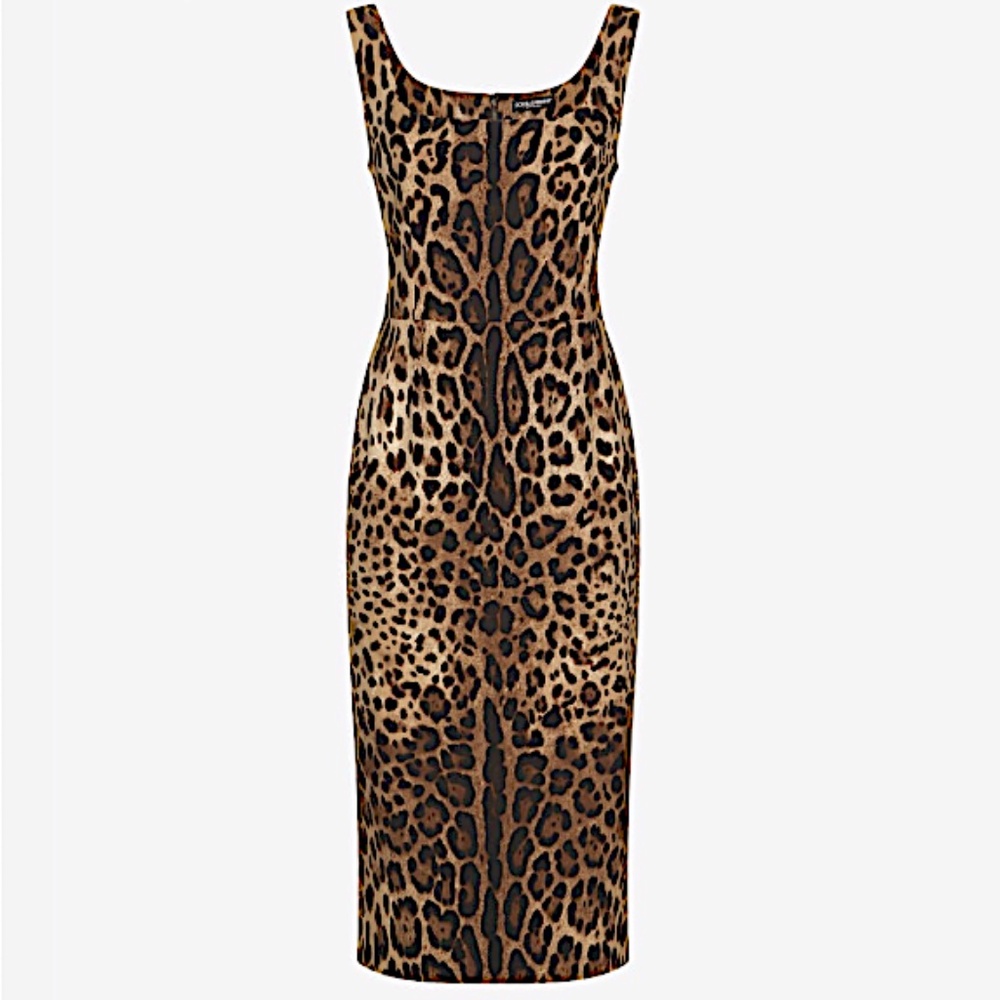 DOLCE & GABBANA  Leopard-Print Charmeuse Midi Dress - Multicolor